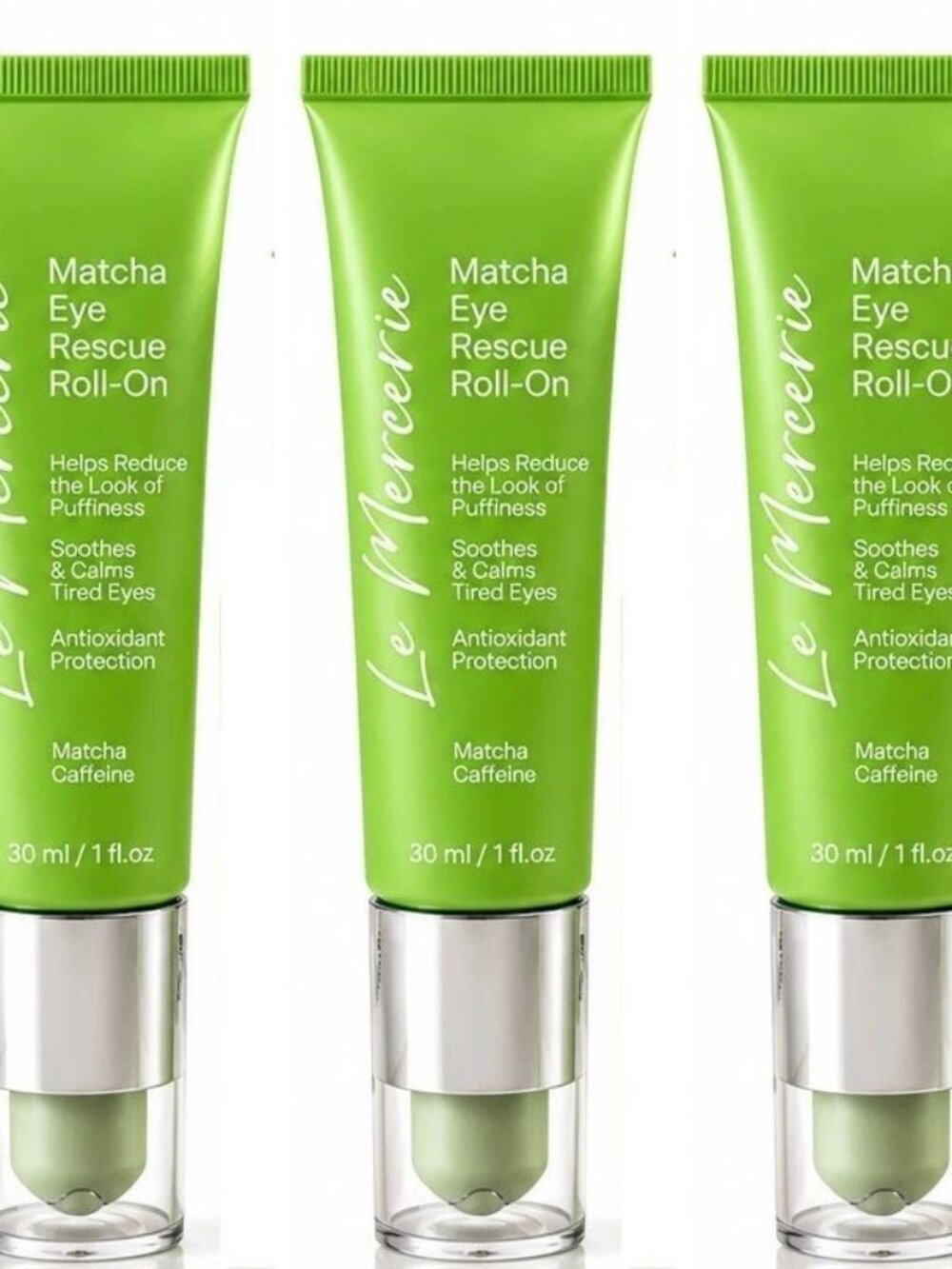 Le Mercerie Matcha Eye Rescue Roll-On Cream 1 fl oz / 30 ml (Set of 3)